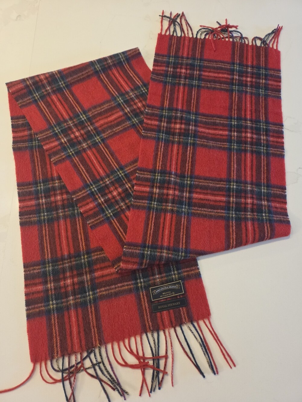 Royal Stewart Tartan 100% Wool James Pringle Weavers Scarf 12" X 66"